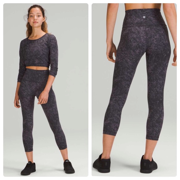 lululemon athletica Pants - Lululemon Wunder Train High-Rise Crop 23” Denim Wash Print Dusky Lavender 10
